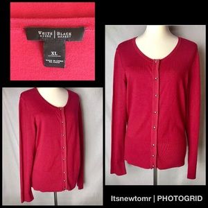 White House Black Market XL Red Cardigan Sweater